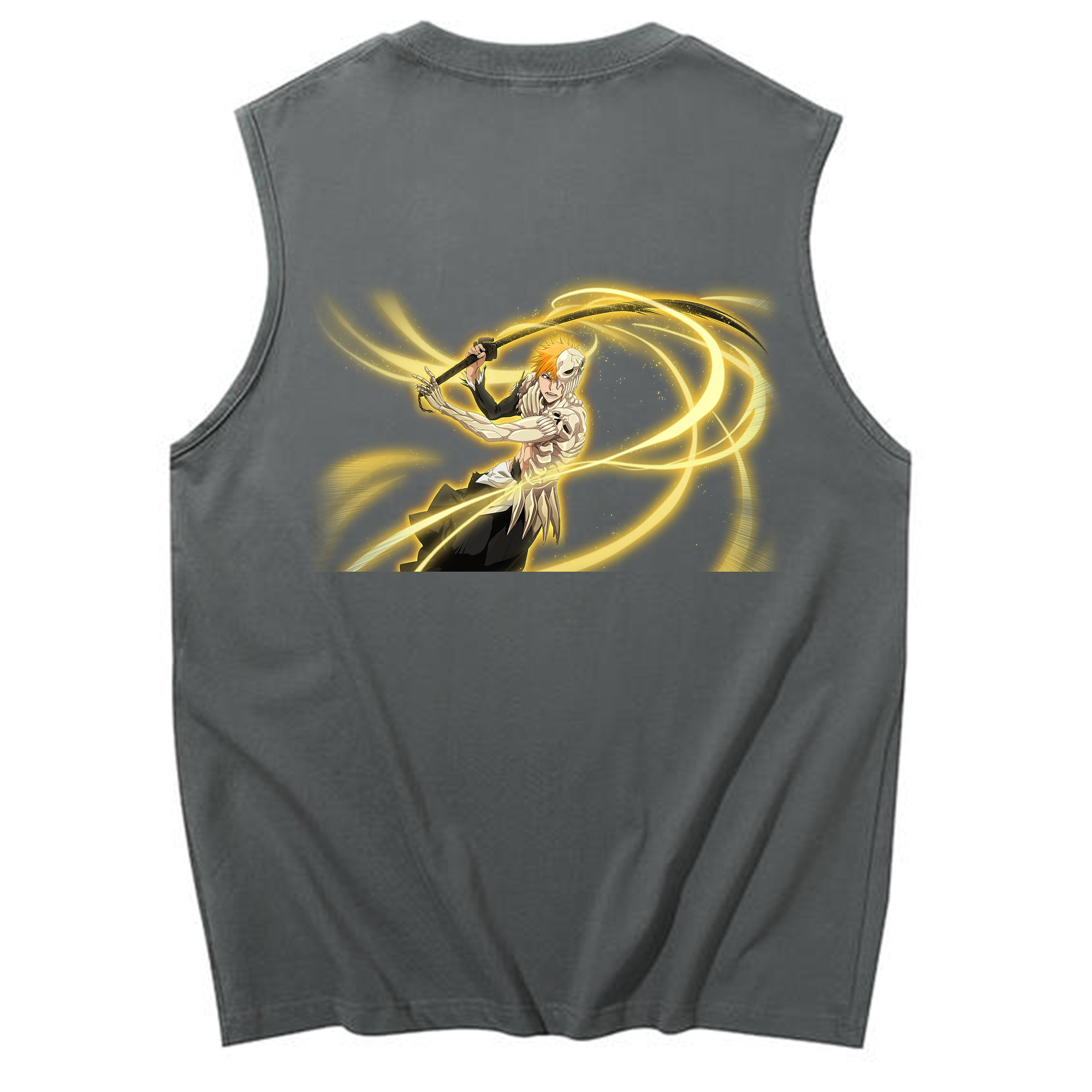 （画像用） ブリーチ 黒崎一護（くろさき いちご）BLEACH Kurosaki Ichigo コットン100％タンクトップ（背面プリント）